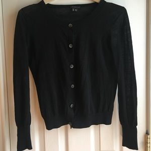 Theory Cardigan: Linen + Black